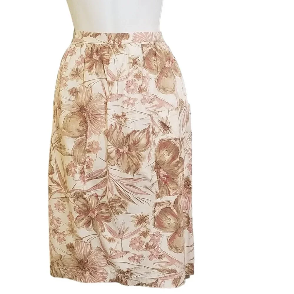 Vintage‎ Handmade Floral Half Apron Pockets Cottagecore Garden Farm Chore